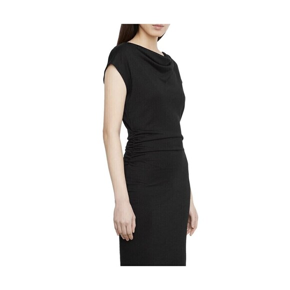 Vince Cowl Neck Ruched Side Black Knit Dress Medium - Picture 4 of 10